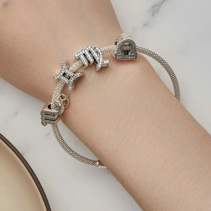Błyszczący charms srebro 925 Znak Zodiaku - Panna - obrazek 2