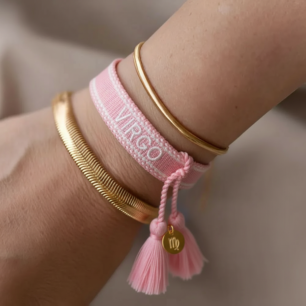 Ręcznie robiona pleciona bransoletka Znak Zodiaku - Panna - obrazek 2